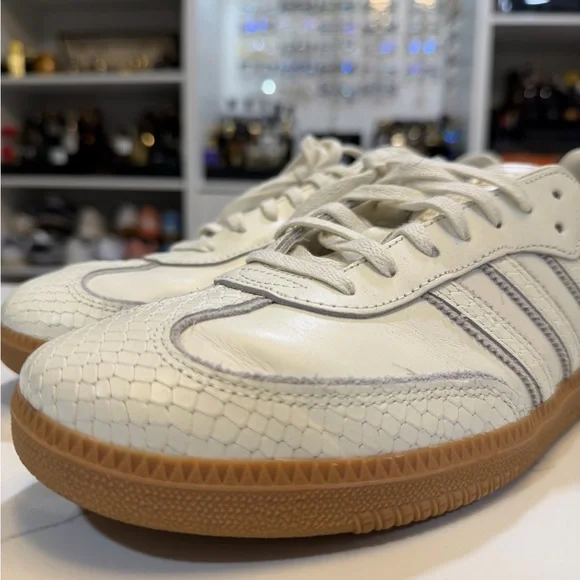 adidas samba Cream snake and Tan Sneakers